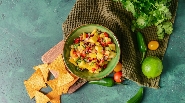 Mango salsa with chips