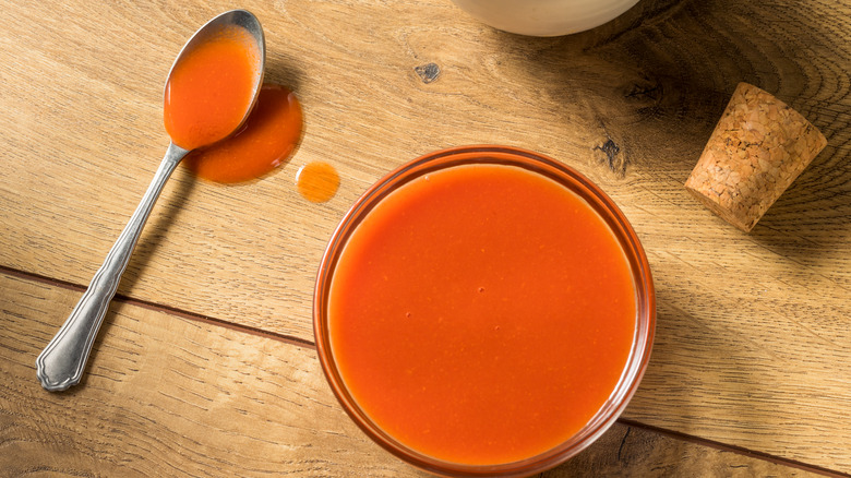 Homemade hot sauce in bowl