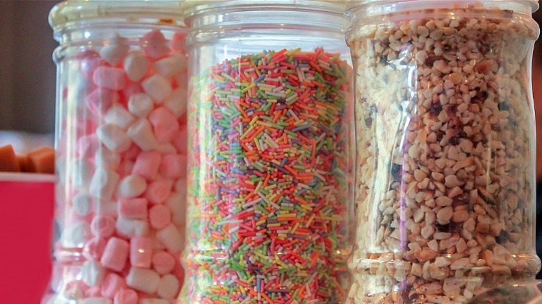 Jars of baking ingredients