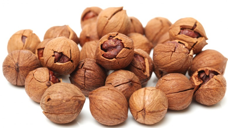 Pile of hickory nuts 