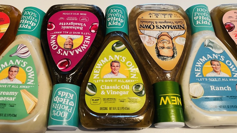 bottles of Newman's Own salad dressing