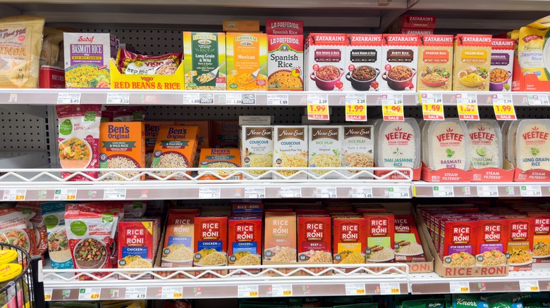 packaged rice on shelf