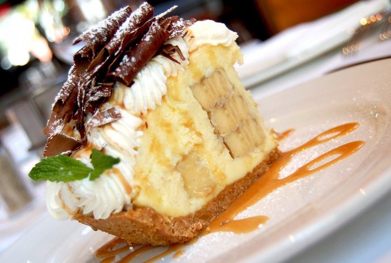 Banana Cream Pie With Caramel Drizzles and Chocolate Sauce