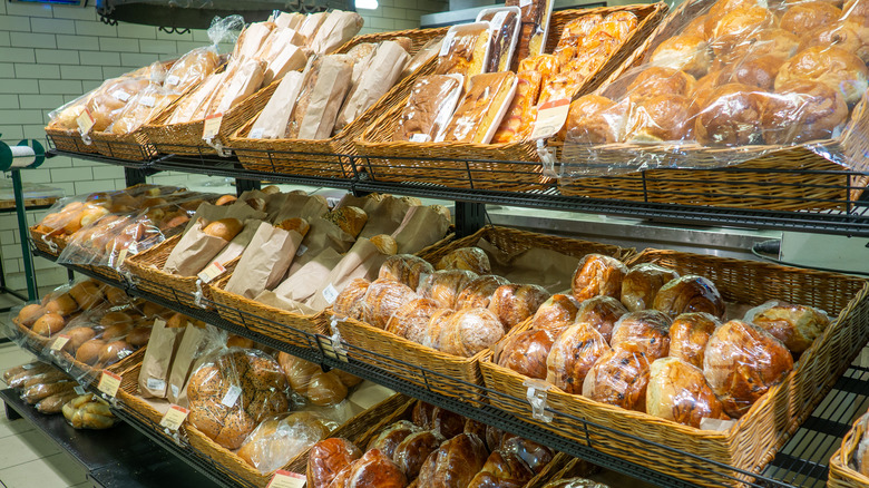 Fresh bread at grocery store