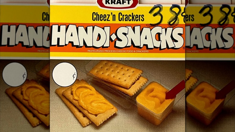 A vintage listing for Kraft Handi-Snacks with an open package of cheese and crackers