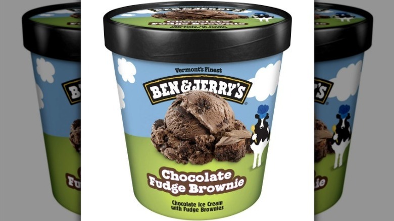 Ben & Jerry's chocolate fudge brownie on white background