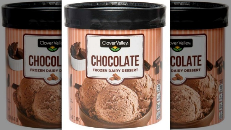 Clover Valley chocolate frozen dessert on white background