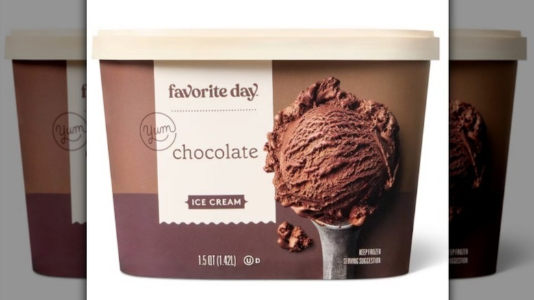 Favorite Day chocolate ice cream on white background