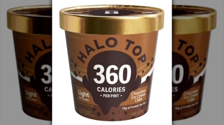 Halo Top chocolate ice cream cake ice cream on white background