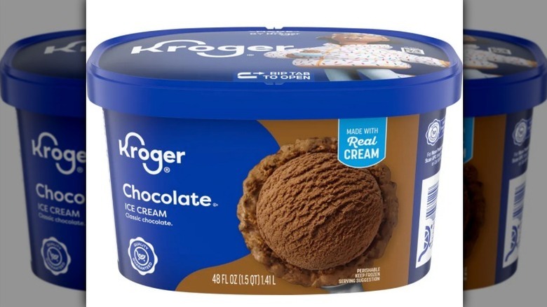Kroger chocolate ice cream on white background