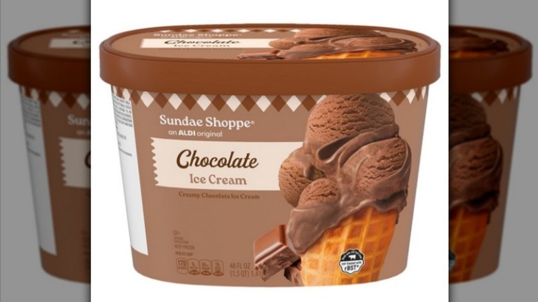 Sundae Shoppe chocolate ice cream on white background
