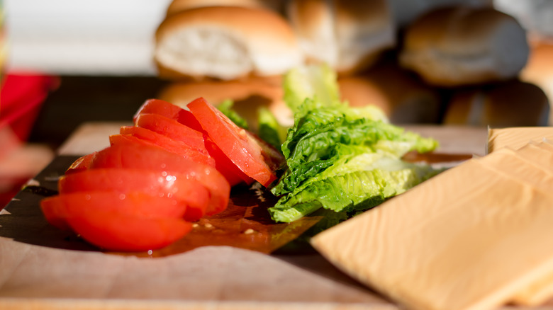 Assorted burger toppings