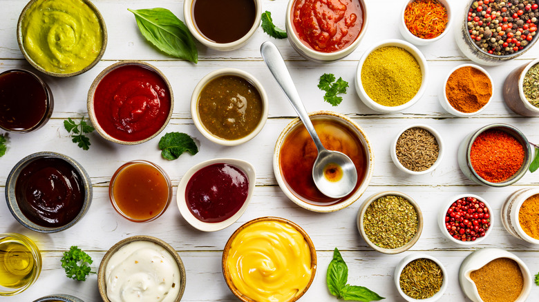 Assorted sauces for burgers