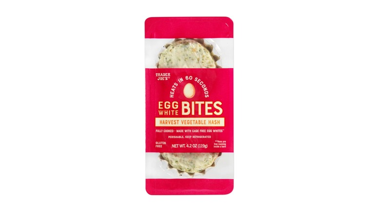 Package of Harvest Vegetable Hash Egg White Bites with a red label against a white background.