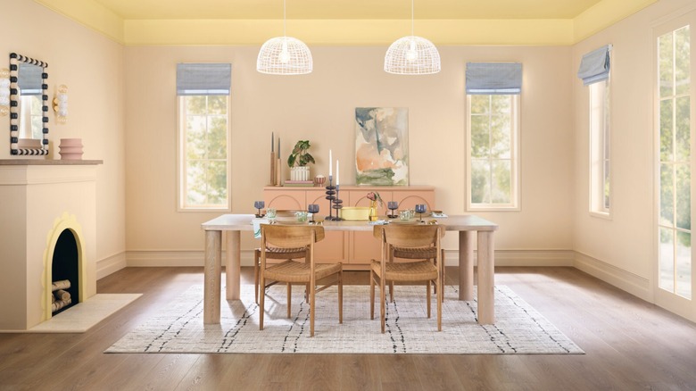 Dining room walls painted in Dutch Boy Paints Melodious Ivory