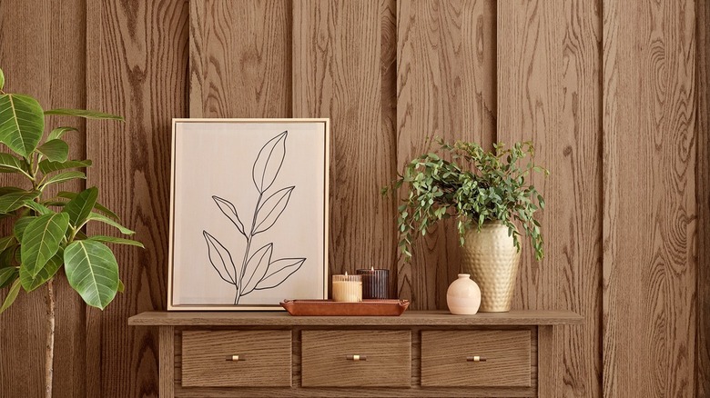 Wall and table stained in Minwax Special Walnut