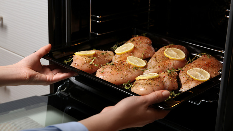 Chicken breasts in single layer