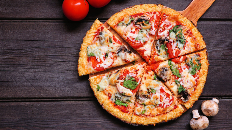 Gluten-free pizza on a wooden table