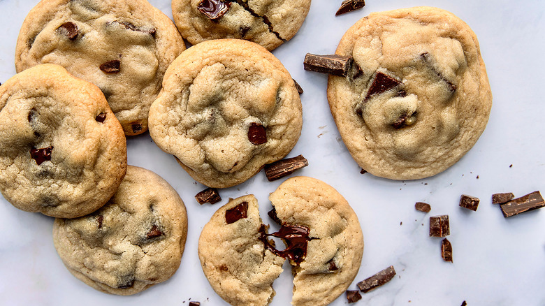 Pile of chocolate chop cookies