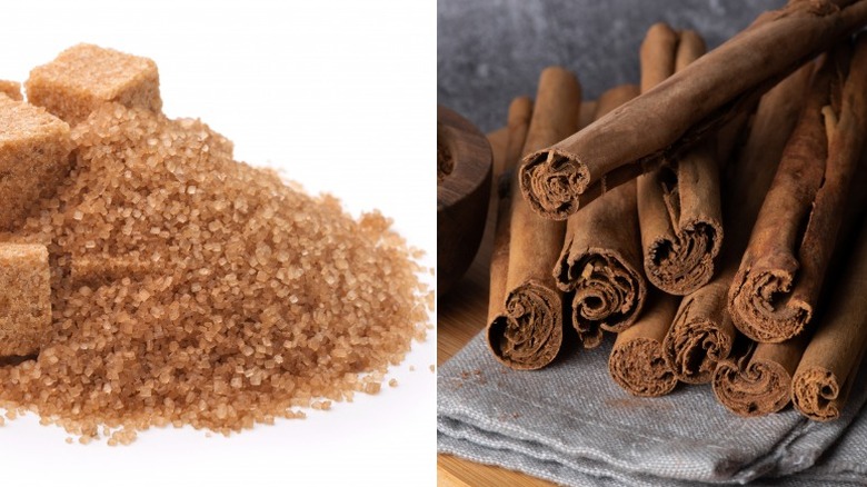 cinnamon sticks and brown sugar