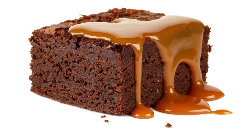 Brownie with butterscotch sauce