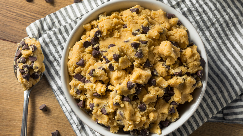 Raw cookie dough in bowl