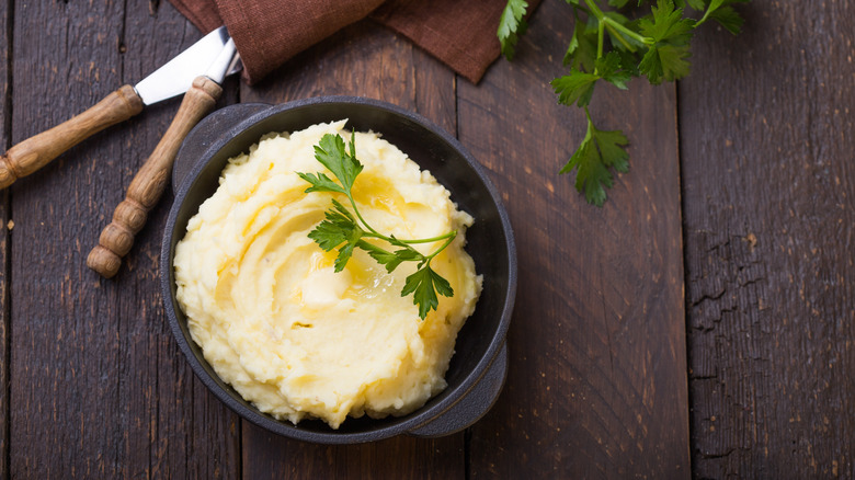 Mashed potatoes with garnish