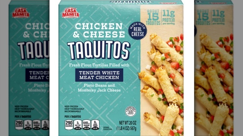 Chicken taquitos on white background