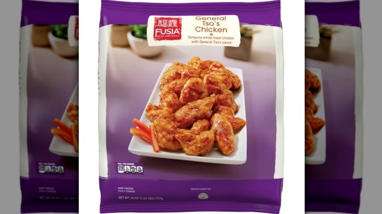 General Tso's chicken on white background