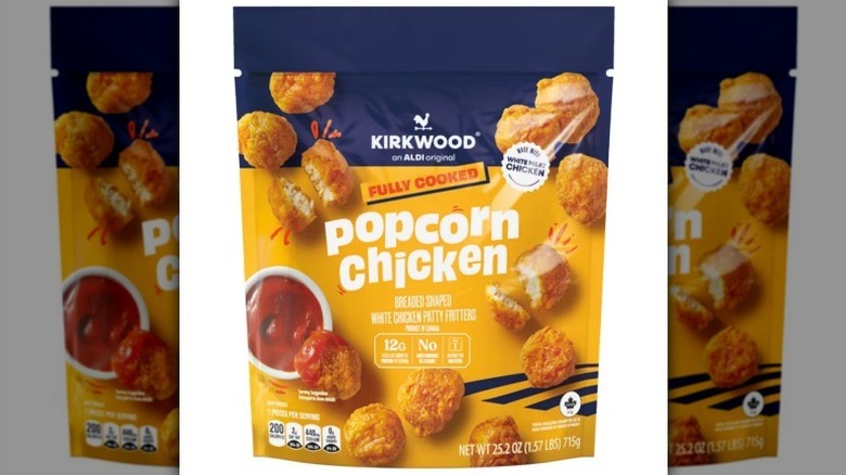 Popcorn chicken on white background
