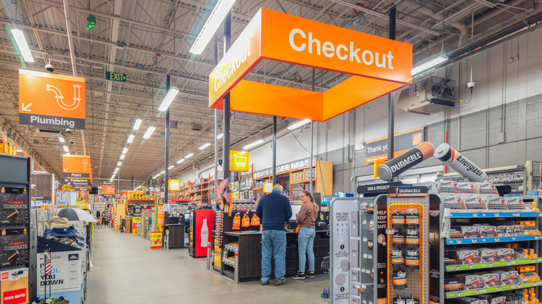 The checkout area of a Home Depot store