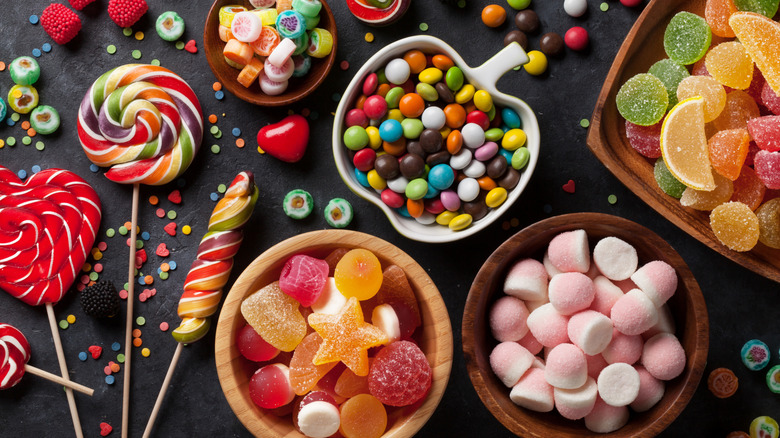 Overhead shot of assorted candies
