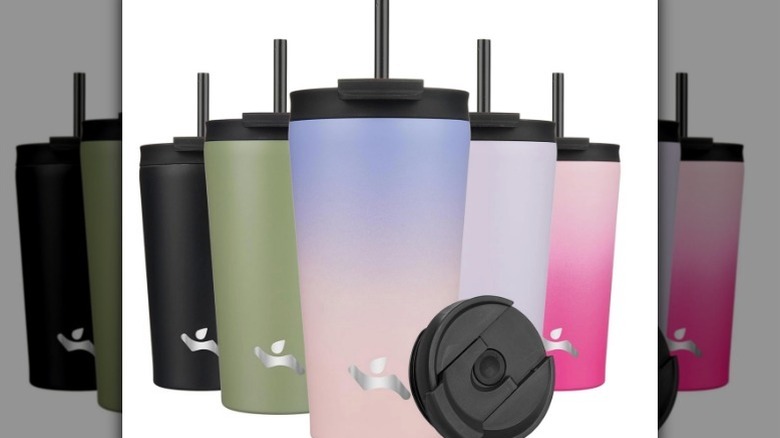 Lineup of different colored tumblers