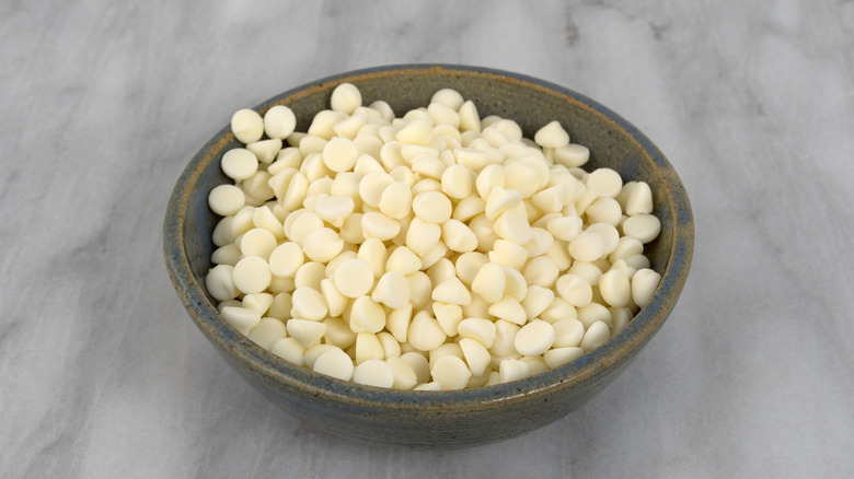 Bowl of white chocolate chips
