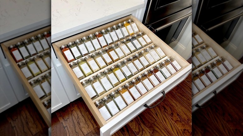Spices in spice drawer organizer