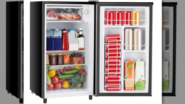 Sweetcrispy mini fridge on white background