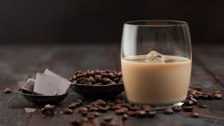 Glass of chocolate liqueur