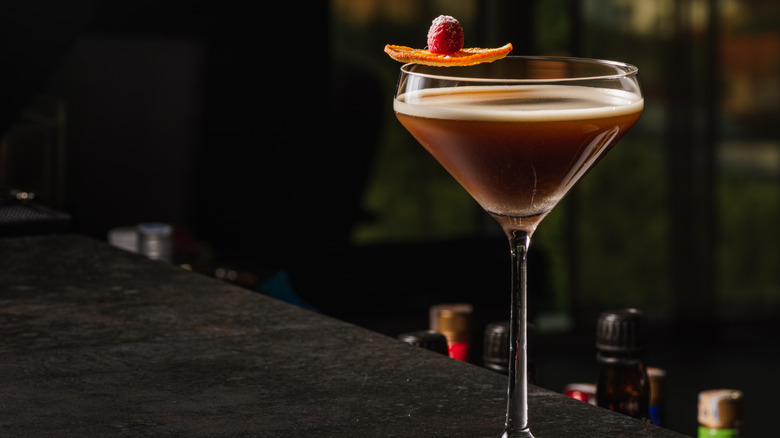 A coffee cocktail on bar counter