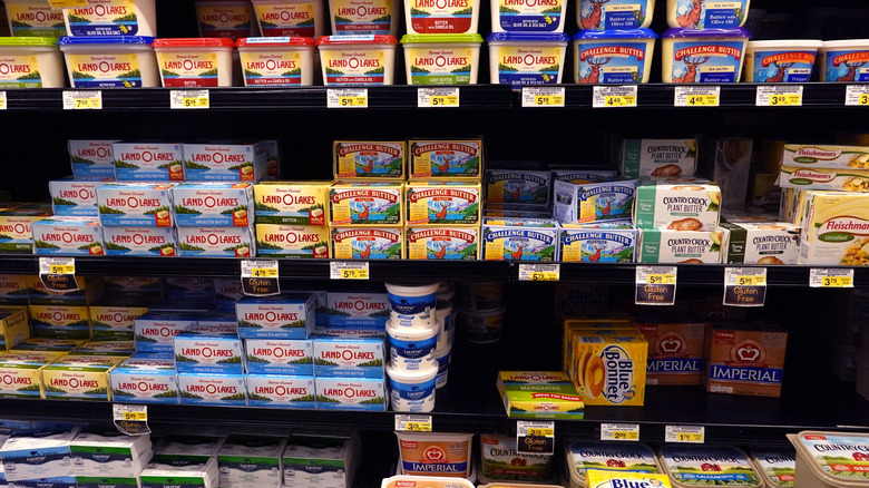 Butter aisle in grocery store