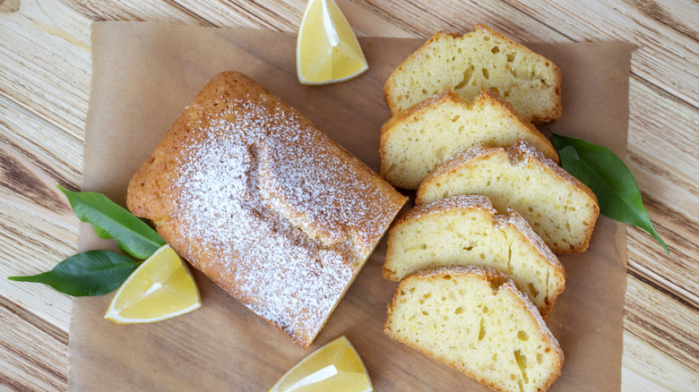 Loaf cake and fresh lemon