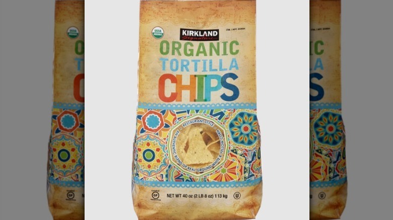 Organic tortilla chips on white background