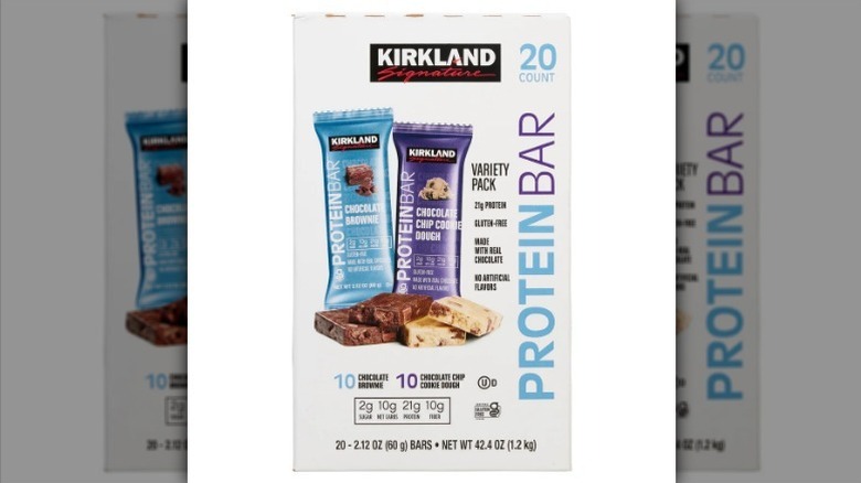 Protein bar variety pack on white background