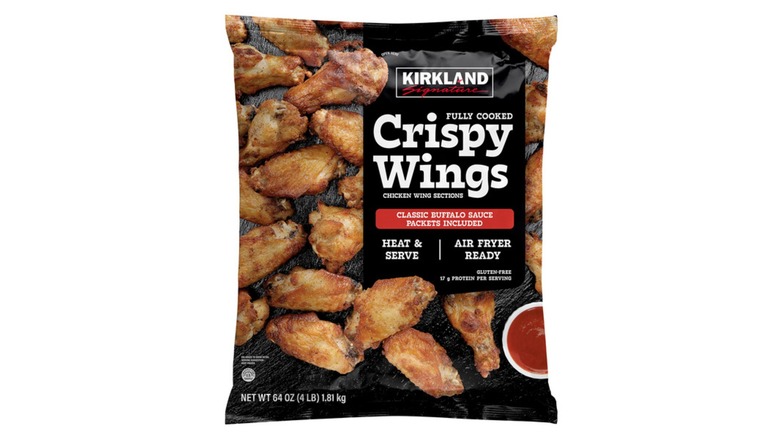 bag of Kirkland Signature Crispy Wings with Classic Buffalo Sauce