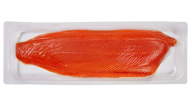 a package with Kirkland Signature Wild Sockeye Salmon Fillet