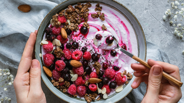Beautiful smoothie bowl with berries