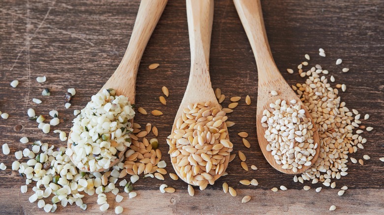 Flax hemp and sesame seeds