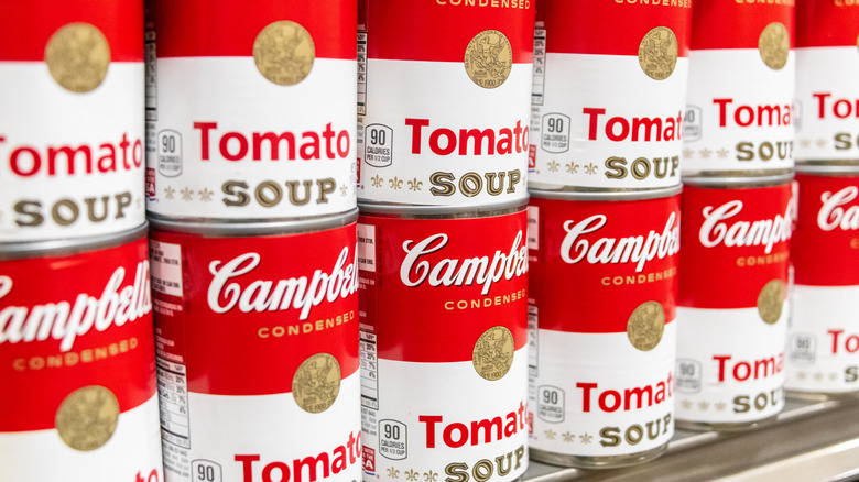 Shelf of Campbell's tomato soup