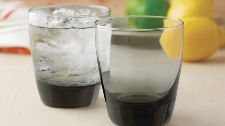 close up of old fashioned glass