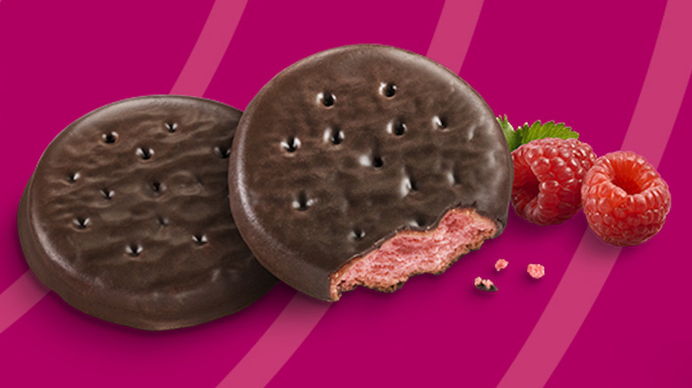 raspberry rally cookies on pink background