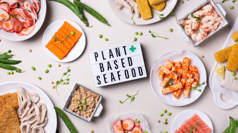 Array of plant-based seafood